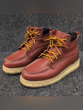 RockRooster Boots Mens 9.5 E Brown Walker 6in Leather Soft Toe Wedge Work Safety